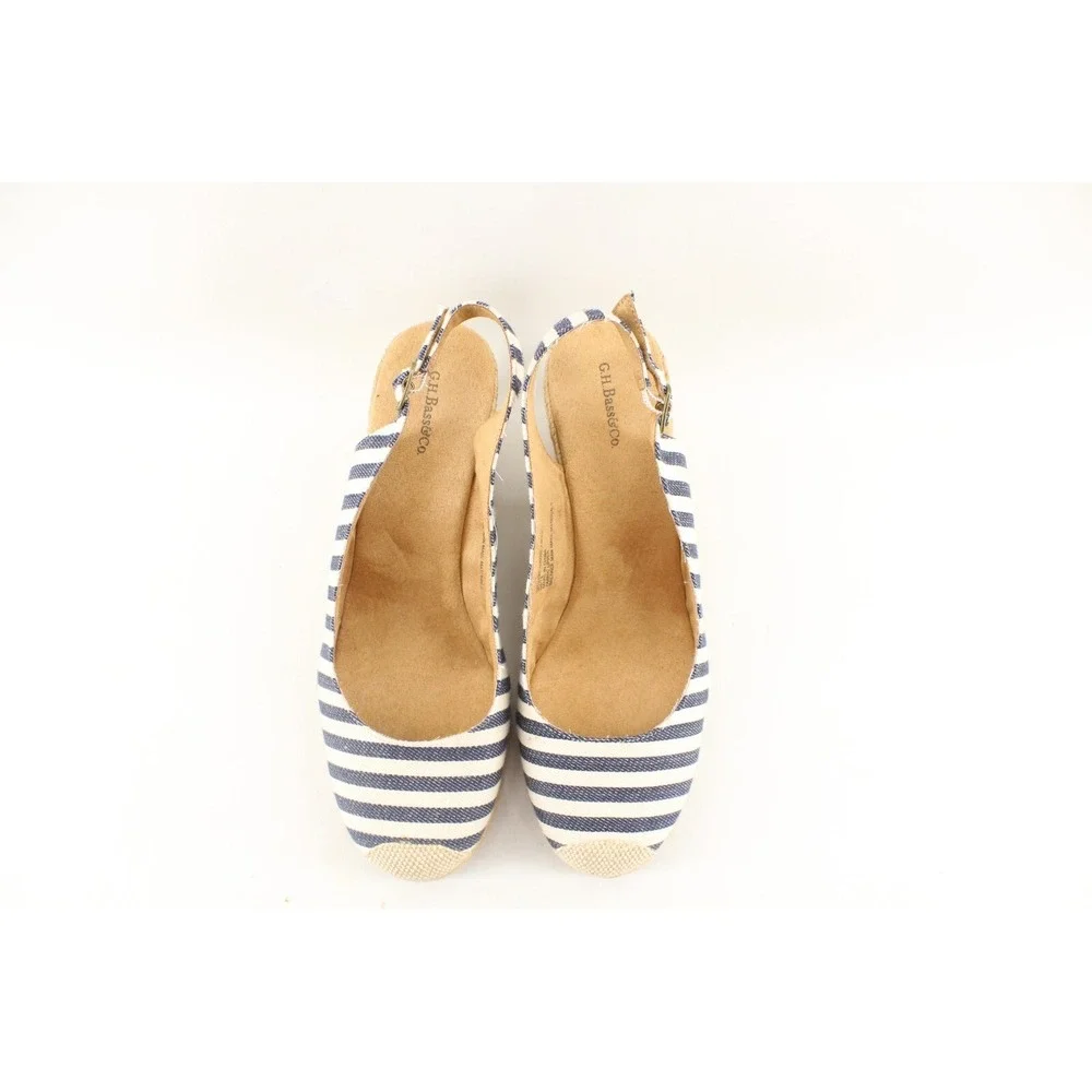 G.H. Bass Women's Emilie Blue/White Stripe Espadrilles Wedge Shoes‎ 9.5M